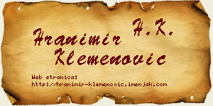 Hranimir Klemenović vizit kartica